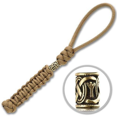 M-Tac Skull Knife Lanyards with Beads - Paracord Lanyard - Tactical Lanyard for Knife, Coyote, One size
