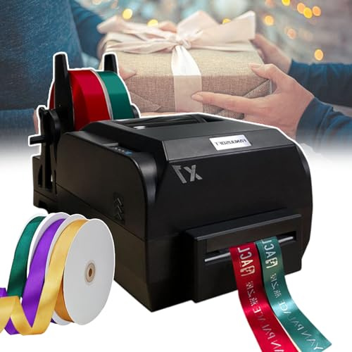 smafoseedding DIY Farbbanddrucker, digitale Satinband-Druckmaschine, mit drei Rollen von 90 m Band, drucken Sie einfachen einfachen Text, Muster, Logos, geeignet zum Verpacken und Herstellen von