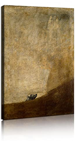 SHENGPOSTER Giclee Leinwanddrucke Wandkunst von Francisco de Goya der Hund 1823 Kunstwerk Druck auf Leinwand für Wohnzimmer Schlafzimmer Büro Wohnkultur 70x120cm Innenrahmen