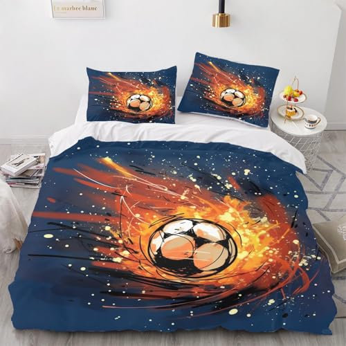 Hamender Fußball Bettwäsche-Sets, Kinderbettwäsche 135x200 cm, Fußball Jungen Teenager Sport Bettbezug Mit Kissenbezug Für Kinder Jungen (Typ 9, 140 x 210 cm)