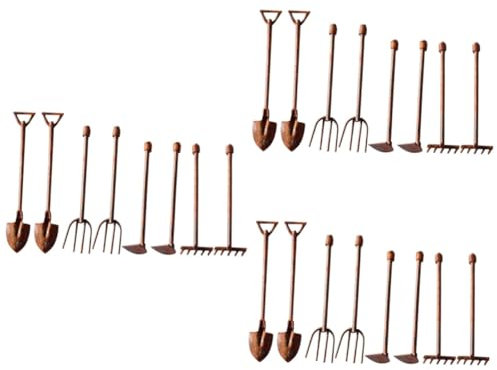 CAXUSD 3 Set Di Mini Attrezzi Vintage Per Decorazioni Da Giardino in Metallo Set Di Attrezzi Da Giardinaggio in Miniatura 8 Pezzi * 3
