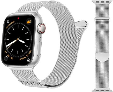 FOXZKISS Metall Armband Kompatibel mit Fitbit Charge 6/Fitbit Charge 5 Armband, Magnetverschluss Maschen Schleife Verstellbares Metall Bänder für Fitbit Charge 6/Fitbit Charge 5