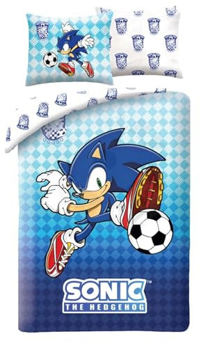 Halantex SONIC SOCCER - Bettwäsche-Set Bettbezug 140 x 200 cm mit Kissenbezug 70 x 90 cm - 100 % Polyester mehrfarbig