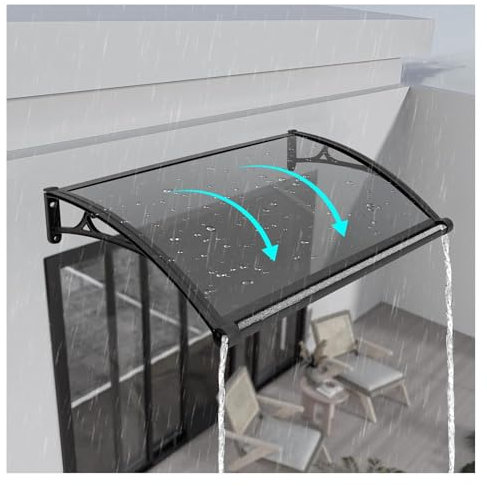 JHIAADEY Door Canopy,Porch Polycarbonate Awning, Door Canopy Window Awning And Rain Shelter CoverFront Door Awning,Outdoor Front Door Patio Sun Shetter,Curved Door Entry Awning,Modern Outdoor Window R