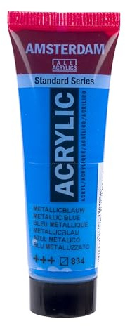 Amsterdam Standard Series Acrylic Paint Metallic Blue 834-20ml, Halbtransparent, Hervorragende Lichtechtheit, Hochwertige Pigmente, Flexibel & Langlebig, Wasserbasiert, Satiniert