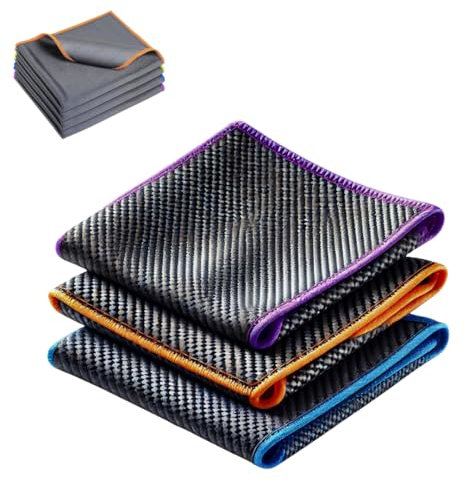 Générique Lot de 3 Microfibres Carbone : Chiffon Ultra Absorbant pour Nettoyage des vitres, Voitures, Miroir, Lunettes, Vaisselle. Lingette Magique Anti-Trace, réutilisable pour Entretien Parfait