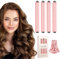 LOPHE 4 Stück Hitzefreie Lockenwickler, Overnight Blowout Locken Ohne Hitze, Hitzefreier Lockenstab für alle Haartypen,Mit Eisendraht DIY Heatless Curls Band Frisurenset Für Langes (Rosa)