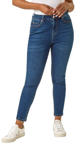 Roman Originals Skinny Jeans for Women UK - Ladies 29 Denim Trousers Stretch Spring Everyday Summer Evening Vacation Work Holiday Smart Casual - Petite Indigo - Size 14
