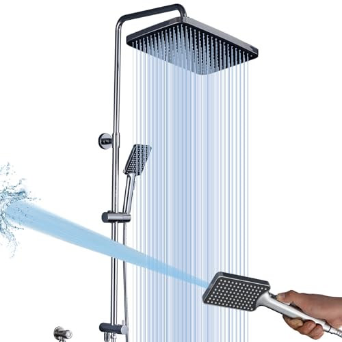 GAOZHI Colonna Doccia idromassaggio Colonna Doccia in Acciaio Inox Senza Miscelatore Regolabili Asta Doccia Gruppo Doccia Colonna Con Soffione e Doccetta