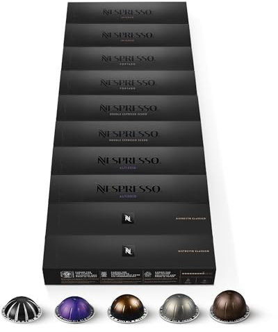 Nespresso Vertuo - Bundle 100 Capsules de café - Torréfaction Intense, Intensité Forte - 20x Ristretto - 20x Scuro - 20x Fortado - 20x Intenso - 20x Altissio