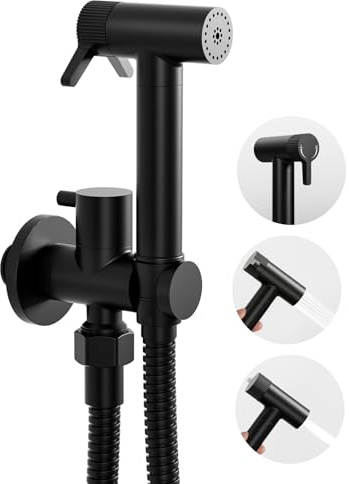 Bidet handbrause,Schwarz toiletten dusche,Dual Mode Bidet Dusche,Kein Drücken Erforderlich,Multifunktionale bidet brause,Toilettendusche mit Halter und Schlauch,Für die Badezimmerreinigung.