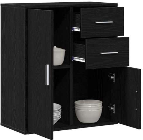 vidaXL Sideboard Schwarz Eichen-Optik 60 x 31 x 70 cm Holzwerkstoff