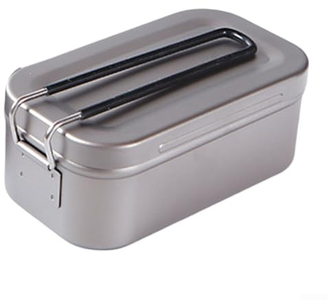 Smart Design 800ml 1200ml Titanium Lunch Box with Lid and Steamer for Camping and Outdoor Use (1200ml)