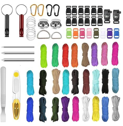 Paracord 550 Seil 4mm Schnur, Paracord Set mit 3 Meter 7 Kern Nylonseil