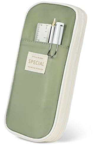 AOOSU Estuche Escolar, Estuche Escolar Extensible, Bolsa de lápiz Organizador de Lápices y Papelería para Niñas Niños Adolescentes Estudiantes Adultos(Verde)