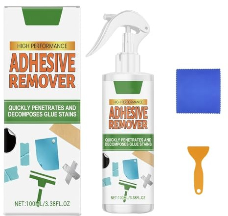 Sticky Stuff Remover Spray, Adhesive Remover with Scraper Tool & Towel, Fast-Acting Surface Safe Formula for Cars, Glass, Labels, Glue & Stubborn Stains, Tile & Decal Remover Spray, Glue Remover Spray