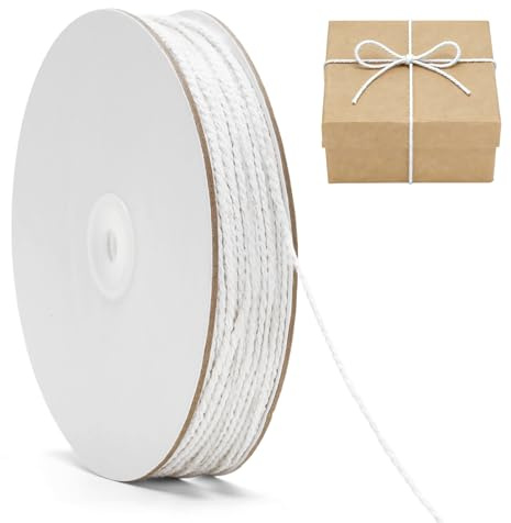 G2PLUS 100m Spago Bianca,2mm Corda in Cotone,Spago in Cotone Macramè | Cordoncino Natalizio,Filo per Cucina,Arrosti,Fai da Te Confezioni Regalo e Decorazioni Creative