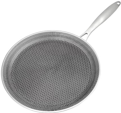 Bobikuke Crepe Pfanne aus Edelstahl 26 cm, Pfannkuchenpfanne | Kratzfeste Antihaftbeschichtung auf Edelstahl; induktionsgeeignet für Crêpes, Pfannkuchen und Omeletts.