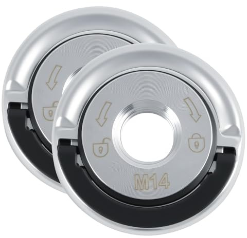 2PCS M14 Angle Grinder Quick Release Nut, Heavy Duty Self Locking Flange Nut With Pull Ring, Quick Clamping Retaining Nuts For Most Angle Grinder Attachments, Replacement Pressure Plate Fastener