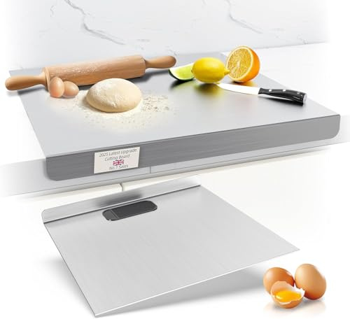 Stainless Steel Cutting Board, Kneading Board Baking Board, Countertop Chopping Boards for Meat, Fruits, Vegetables, and Bread, Easy to Clean (50X60cm)