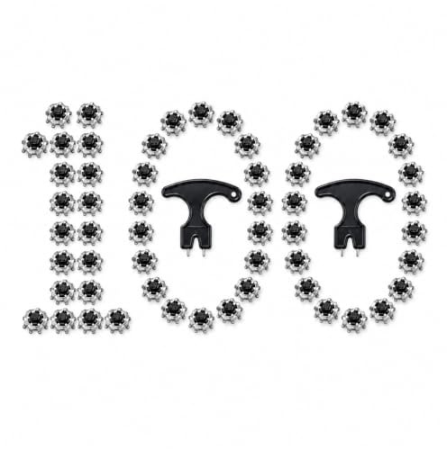 100 Pack Golf Shoe Spikes,Compatible For FootJoy, 2 Wrenches Included | Fast-Twist Replacement Cleats, 2.7 x 1.2 cm, Durable Traction Set With Two Easy-Use Installation Tools