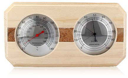 Paramount City Sauna-Hygrothermograph, aus Holz, Thermometer und Hygrometer, Saunazubehör, quadratisch (03)
