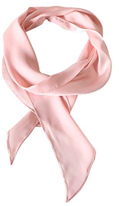 DAMILY Solide Couleur Petit Foulard Longue Écharpe Maigre Cravate pour la Soirée Costumée des Années 50 (Rose)