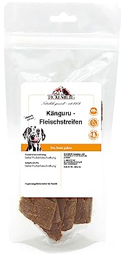 TACKENBERG Fleischstreifen vom Känguru – Kauartikel zur Barf Ergänzung für Hunde, 125 g