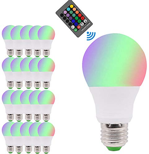 Chaozan® RGB E27 LED Lampe, 5W dimmbar Birne mit Fernbedienung, RGB Kelvin Farbwechsel LED Leuchtmittel (20 Pack)