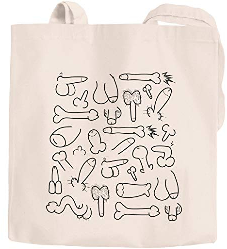 Jutebeutel Baumwolltasche Stoffbeutel Tragetasche Penis Muster Motiv Moonworks® Jutebeutel natur 2 lange Henkel
