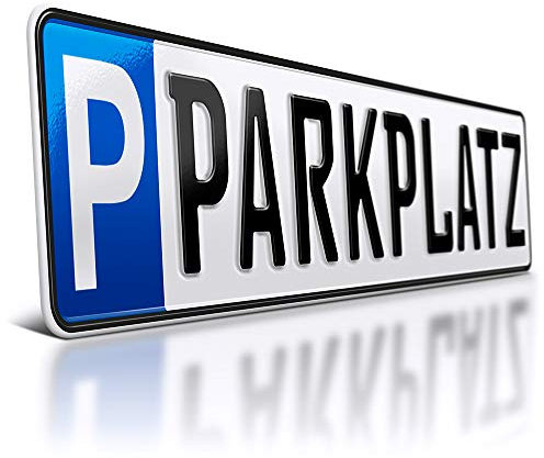 schildEVO 1 Parkplatzschild | 520 x 110 mm | WUNSCHTEXT BIS ZU 9 ZEICHEN | Parkplatz-Kennzeichen | Kfz Kennzeichen | Wunschbeschriftung | DHL-Versand