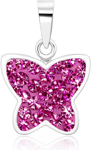 LUISIA® Kettenanhänger Schmetterling - Premium Kristalle - 925 Sterling Silber | Farbauswahl