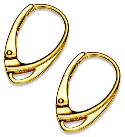 My-Bead Damen Brisuren Ohrhänger 18mm 925 Sterling Silber 24K vergoldet Klapp- Ohrringe in Juweliers- Qualität DIY
