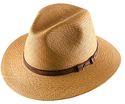 Classic Italy Authentique Chapeau Panama, tressage Traditionnel en Équateur Homme ou Femme Brisa Belt - Taille 60 cm - Marron