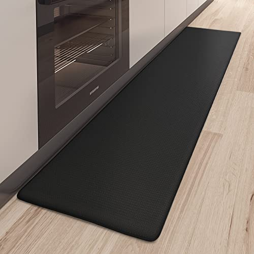 Color G Küchenläufer 44x200CM, küchenteppich waschbar rutschfest, Teppich küche mit Ölfest und Wasserdicht PVC, Gummirücken Küchenmatte für Esszimmer, Küche, läufer Flur(Schwarz)