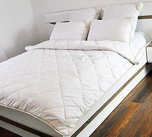 Merino Wolle Bettdecke Schurwolle Übergang Sommer-BETTDECKE, Mittelschwer 4 tog,Warm, 100% Merino-Schurwolle 100% Baumwolle (140 x 200 cm)