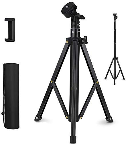 Treppiede Smartphone Alto, 130CM Estensibile Bastone Selfie Stick Lega di Alluminio con Adattatore per Treppiede Cellulare, Cavalletto per iPhone/Samsung/Huawei/Gopro/Fotocamera per Streaming Live