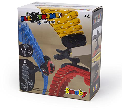 Smoby - FleXtreme Fixing Set - Befestigungssatz für die Smoby FleXtreme Rennbahn-Spielwelt, Erweiterung für Rennbahnen, für Kinder ab 4 Jahren, flexible Strecke mit Fahren-über-Kopf-Funktion