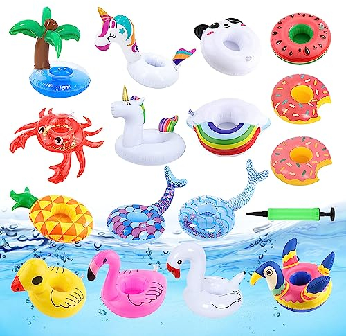 FHzytg 16 Stück Aufblasbare Getränkehalter für Pool, Getränkehalter Pool Aufblasbar Flaschenhalter Pool Aufblasbare Getränkehalter, Aufblasbarer Getränkehalter Pool Aufblasbare Flaschenhalter