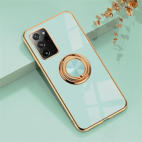 Jacyren Hülle für Samsung Galaxy Note 20 Handyhülle, Note20 Schutzhülle Ultradünn TPU Silikon Case magnetische KFZ-Halterung mit 360° Finger-Halter Schale Hülle Galaxy Note 20, Light Cyan