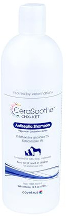 CeraSoothe CHX+KET Antiseptic Shampoo for Dogs, Cats & Horses – Chlorhexidine 2% & Ketoconazole 1% for Skin & Coat Cleansing, 16 oz