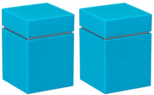 tea4chill 2 Stk Teedosen für losen Tee 150g, Gewürzdosen Linea, Metall, eckig mit Stülpdeckel, blau, 78 x 78 x 110 mm (LxBxH)