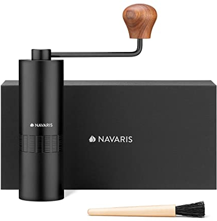 Navaris Moulin à café Manuel - Broyeur de café avec noyeau de broyage en INOX - Coffee Grinder avec 12 différentes épaisseurs de mouture