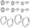 Yorgewd 5 Paires Boucles en Argent Sterling 925 Ensemble pour Femme 8.5mm/10.5mm, 925 Zircon Cubique Clous D'oreilles Hypoallergénique Boucles(3 mm/4 mm/5 mm)