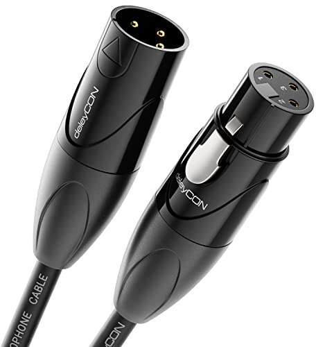 deleyCON 20m Cable de Audio XLR - Calidad de Estudio - de Cobre OFC Puro (AWG24) - Cable para Micrófono con Supresión de EMI y RFI - Con Cierre Metálico y Contactos Chapados en oro - 3 Pines DMX