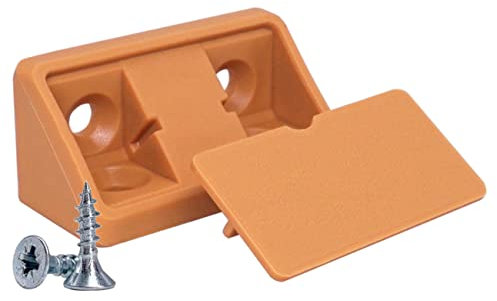 SKIR'CO 20 staffe per mensole marrone chiaro, 44 x 20 x 20 mm, 90 gradi, giunto ad angolo retto in plastica, viti incluse (20, marrone chiaro)