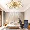 Ventilatore Da Soffitto Silenzioso A LED Con Illuminazione, Lampada A Sospensione Dimmerabile 66W Con Luce, Per Soggiorno, Camera Da Letto Gold, 6 Köpfe 78x15cm