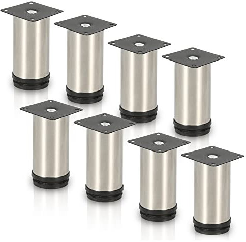 Gimisgu Edelstahl Möbelfüße 8er Set,Runde Möbelfuß Sockelfuß,Höhe 150mm,Höhenverstellbar:15mm,Belastbar bis 250 Kg,Geeignet für Sofa, Bett, Nachttisch, Schrank