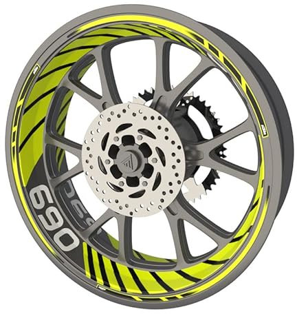 Confezione completa di adesivi adesivi adesivi per cerchioni per moto KTM 690 qualità Premium (adesivi per 2 cerchi) (giallo)