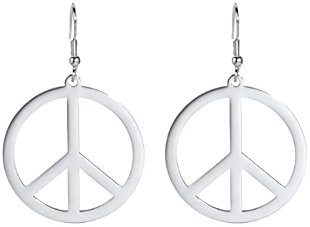 Peace Sign Symbol Ohrringe Geometrische Große Runde Statement Ohrringe Hippie Studs Schmuck Accessoires Mädchen Frauen (silber)